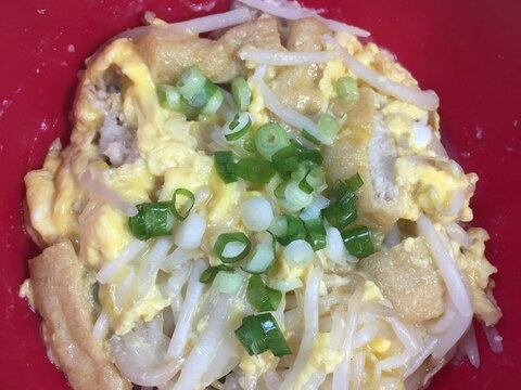 簡単節約レシピ！もやしと油揚げの玉子丼